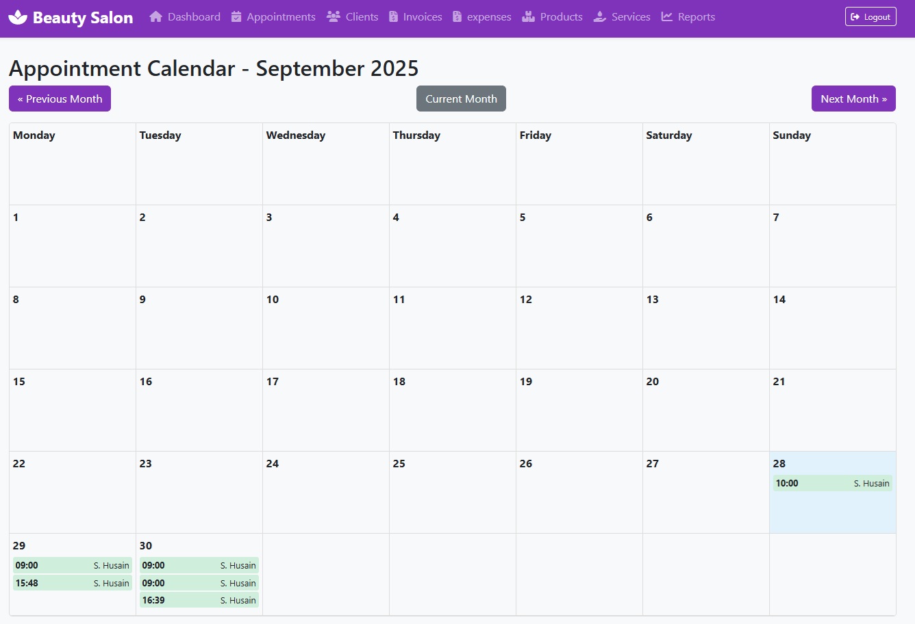 Calendar View